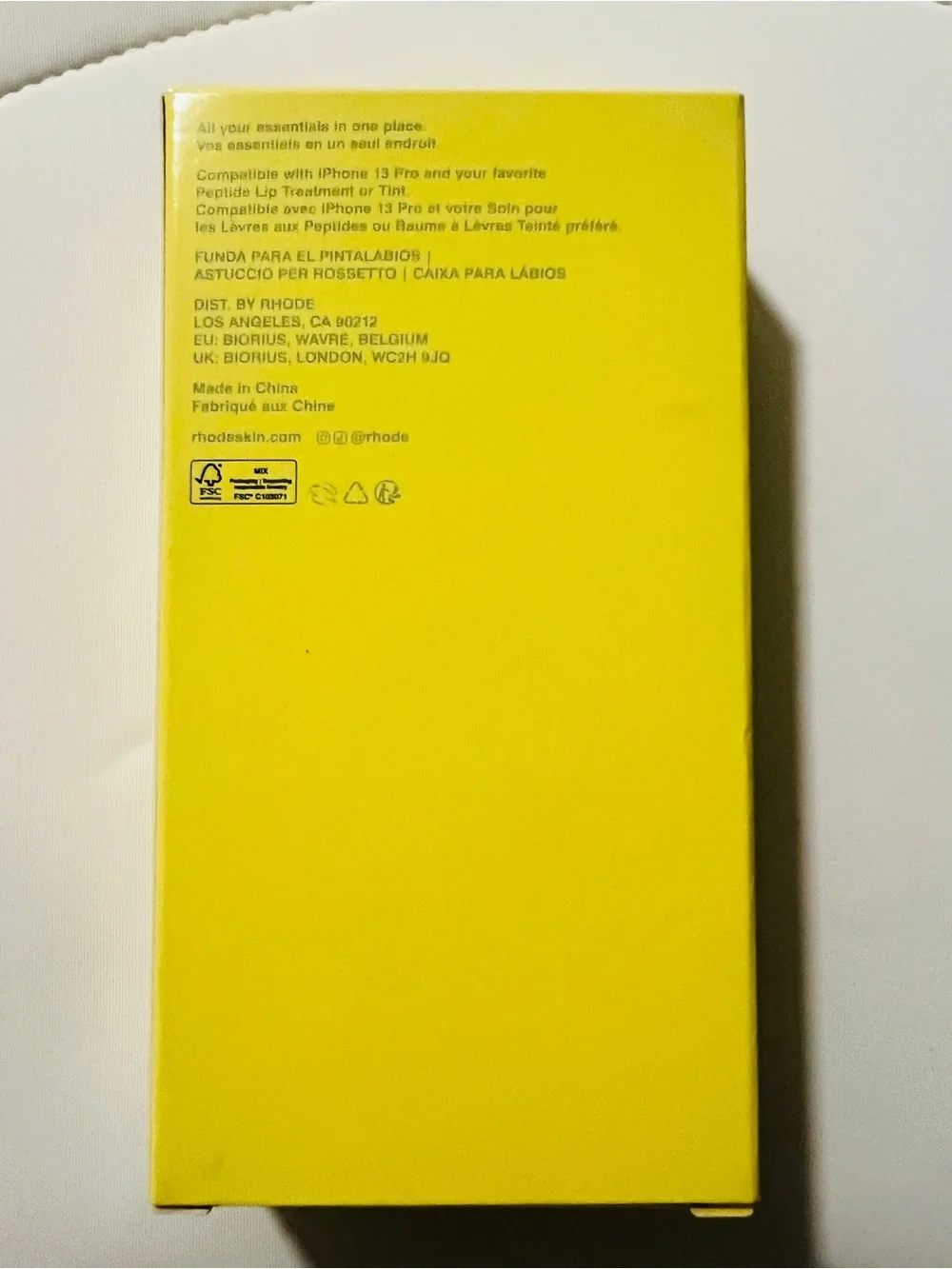 LNIB rhode iPhone 13 Pro Lemontini Peptide Lip Holder Silky Silicone Case